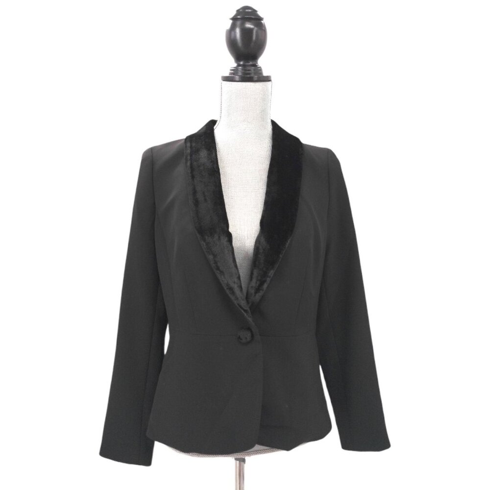 Talbots Blazer Jacket Womens 2 Black Velvet Collar Old Money Heritage Event